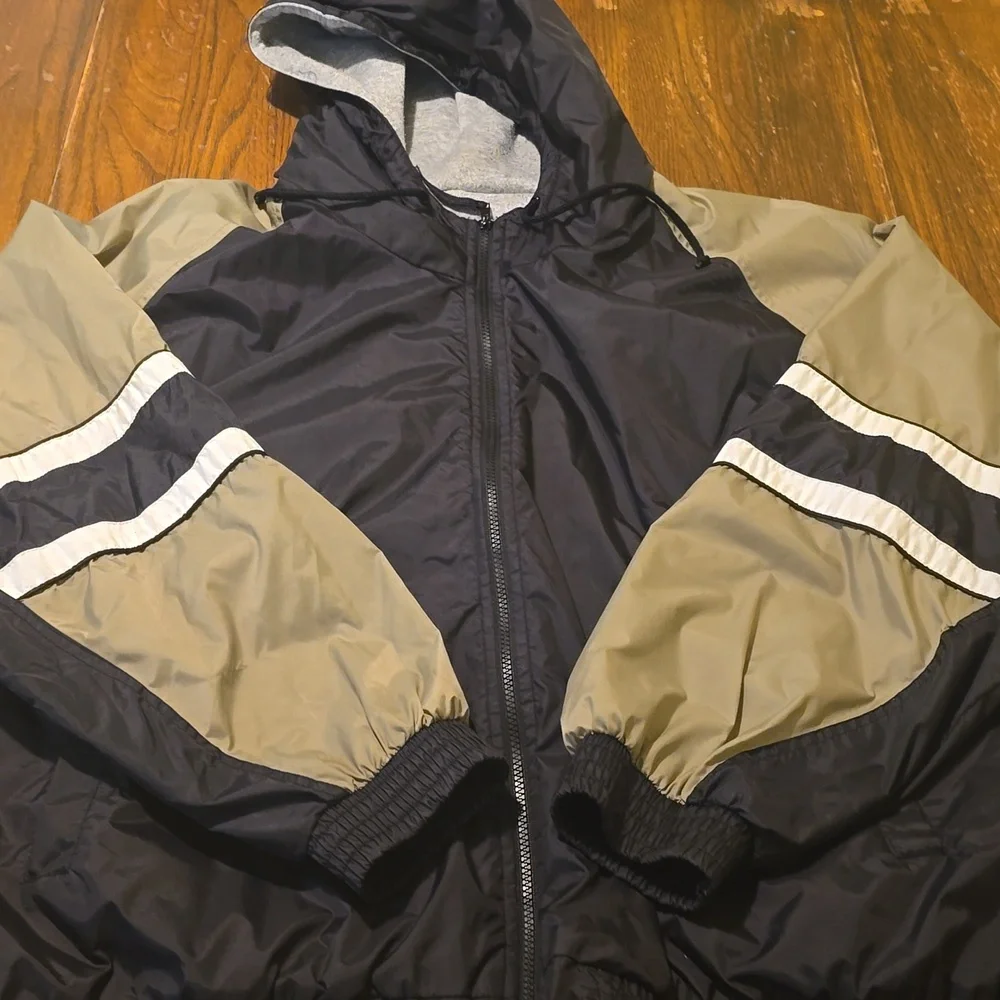 Athletic Works Blue and Tan Windbreaker Jacket Casual Zip-Up